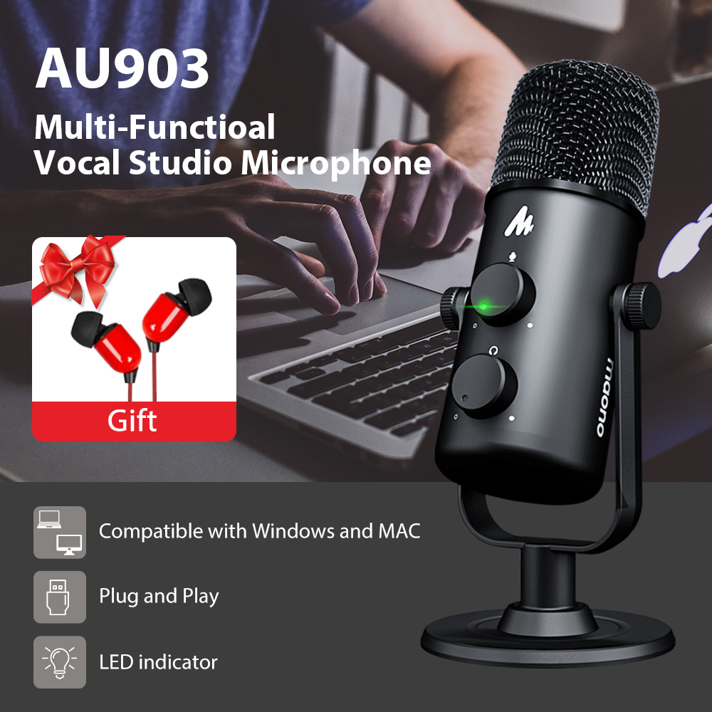 USB Chất Lượng Cao Maono Chân Đế Micro Loại-C Micro Đa Hướng Microphone Phòng Thu Chuyên Nghiệp Condender Micro Mic Cho Máy Tính Cho Youtube podcast Chơi Game Maono