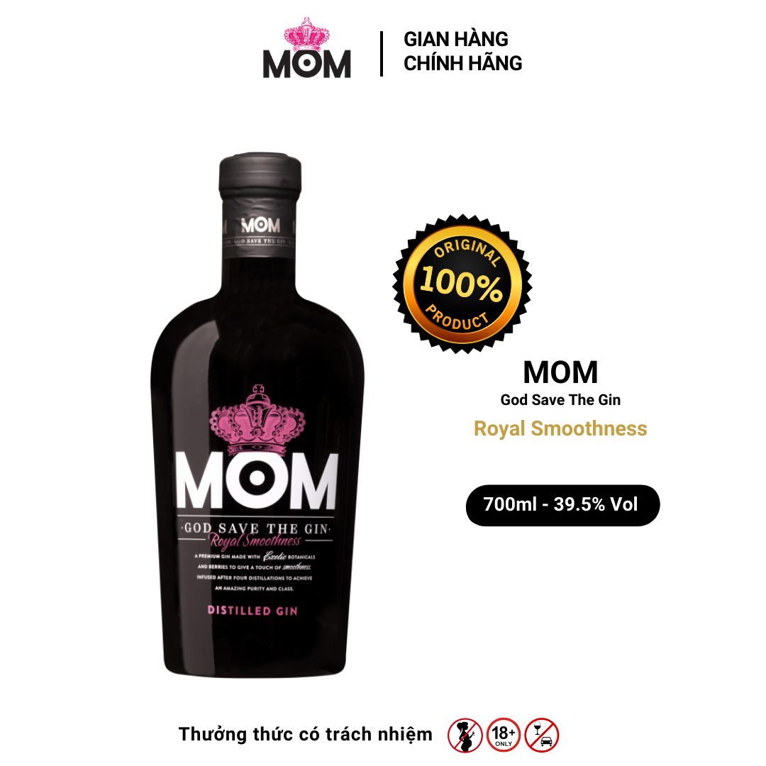 Rượu gin MOM Love Royal Smoothness Nồng Độ Alc 39.5% 700ml