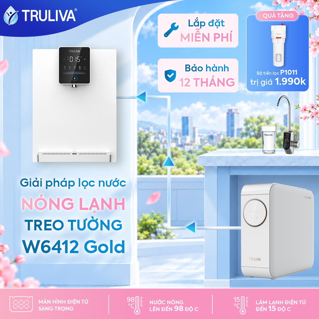 [Gift of 2 Million |   12-Month Warranty] Truliva W6412 Gold Wall-Mounted/Desktop Hot and Cold Water Purifier - Free Installation on Site