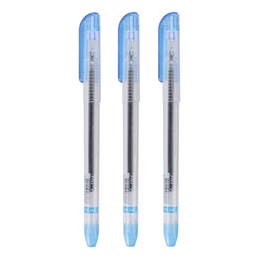 Vỉ 3 cây viết nước mygell - xanh/ tím/ 2 đỏ + 1 đen - kích thước 6 x 20 cm.