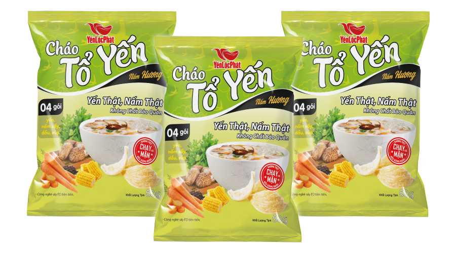 Combo 3 gói cháo tổ yến nấm hương chay yến lộc phát 50g