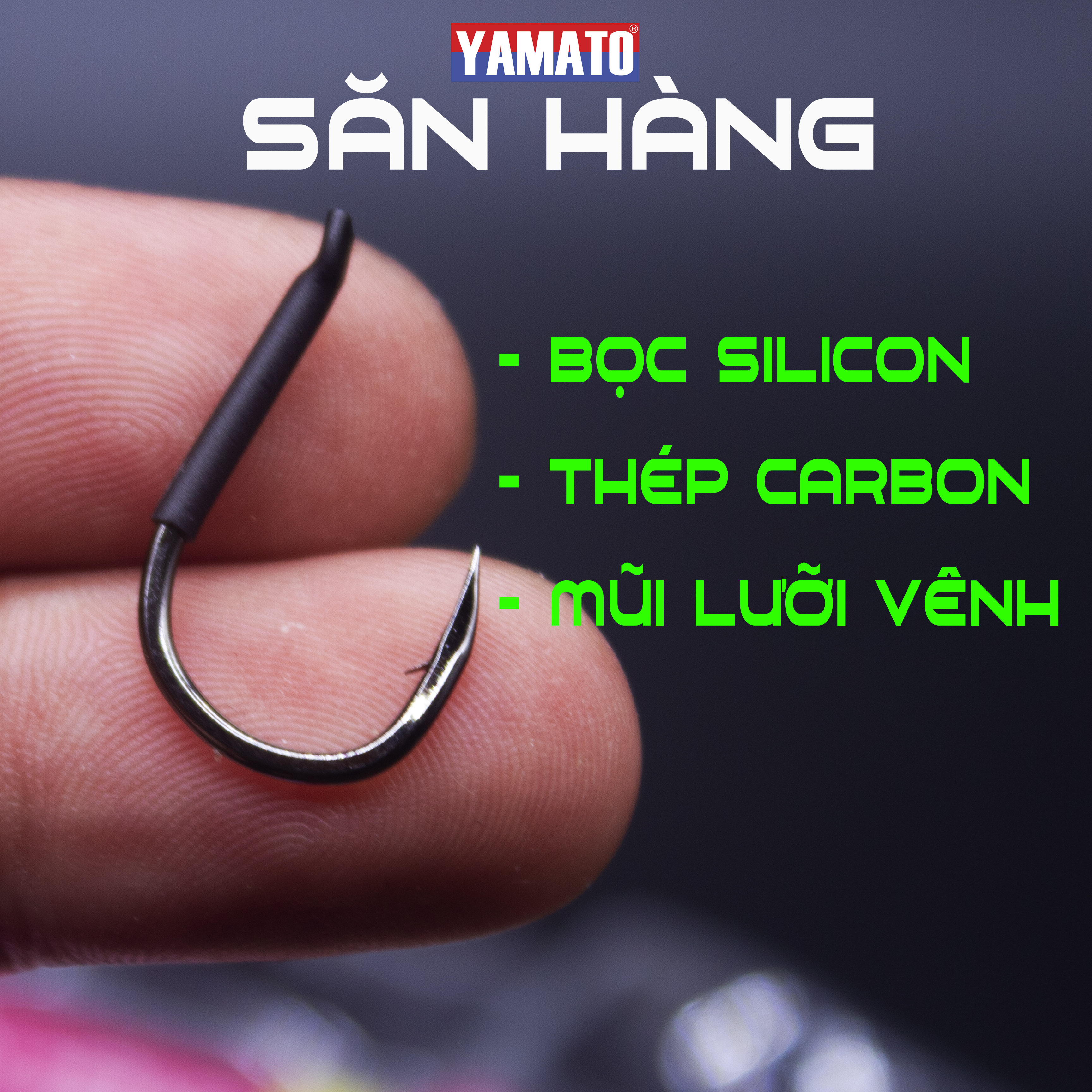 Lưỡi câu săn hàng, lưỡi câu trắm đen, trắm cỏ, trắm trắng . Móc câu cá săn hàng thép carbon Nhật. Lưỡi câu đài săn hàng