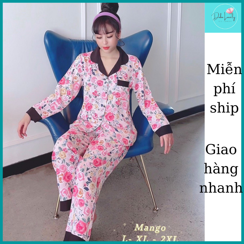 Đồ Pyzama Dài Lụa mango cao cấp BD22 Dobo Lovely,bộ dài tay lụa vải siêu mềm mại ,mãu phối trẻ trung mặc rộng thoải mái vải không nhăn