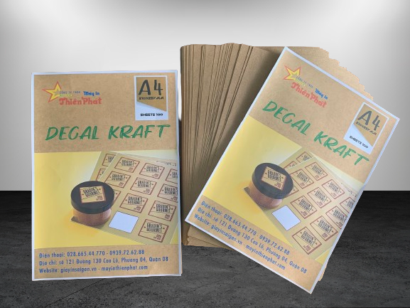 DECAL GIẤY KRAFT ( da bò) KHỔ A4 MÀU VINTAGE (100 TỜ / XẤP) - DECAL BÓC DÁN
