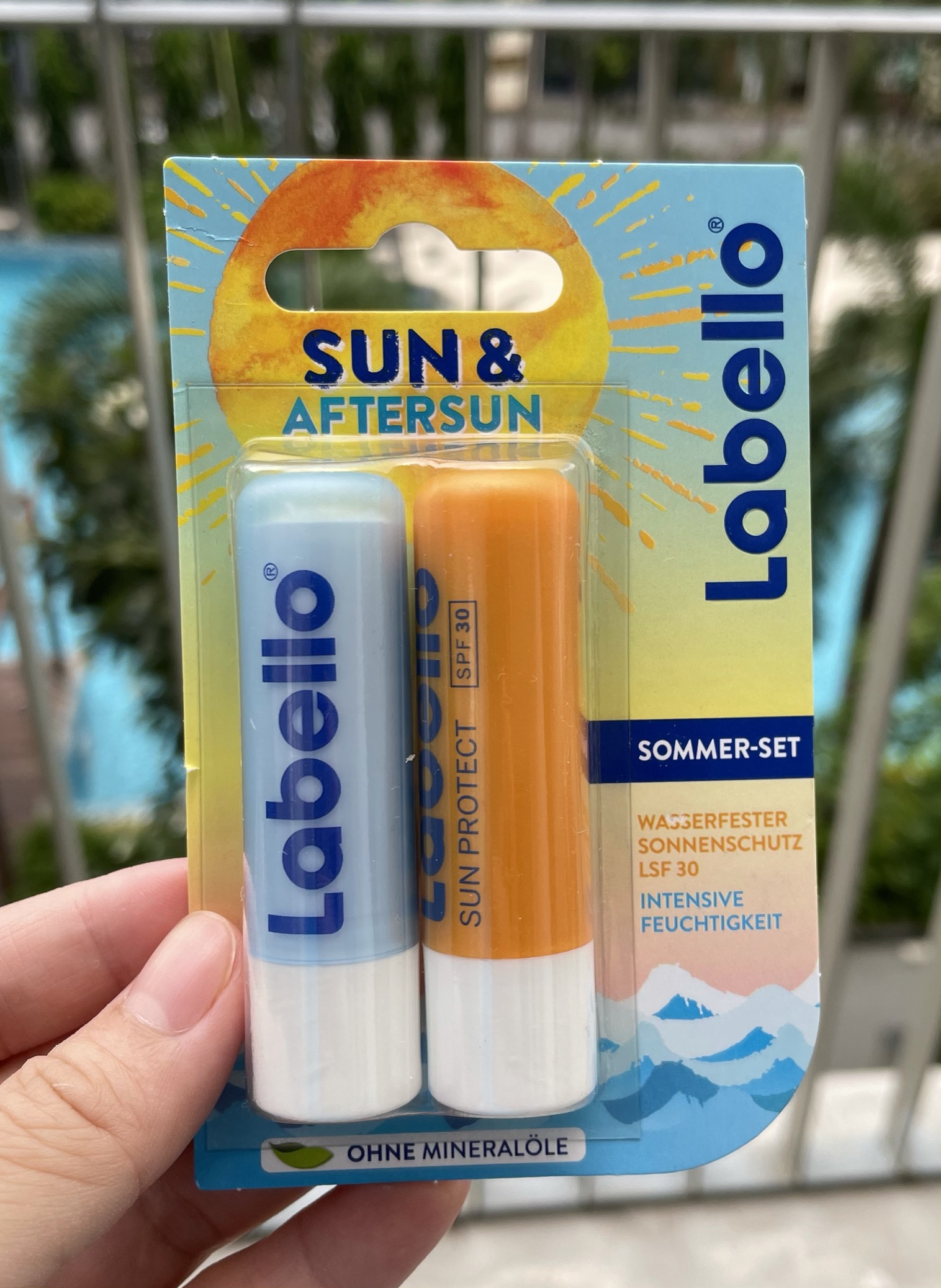 [Bill Đức] Set Son dưỡng môi Labello Sun & Afterson có chống nắng, 2*4.8g