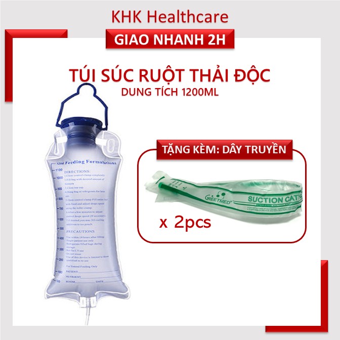 Trọn bộ dụng cụ thải độc đại tràng Enema 1 túi truyền tặng kèm 2 dây nối