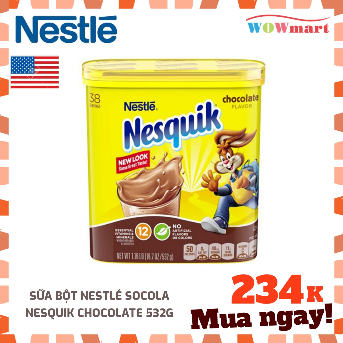 Bột sữa Socola Nestle Nesquik Chocolate 532g