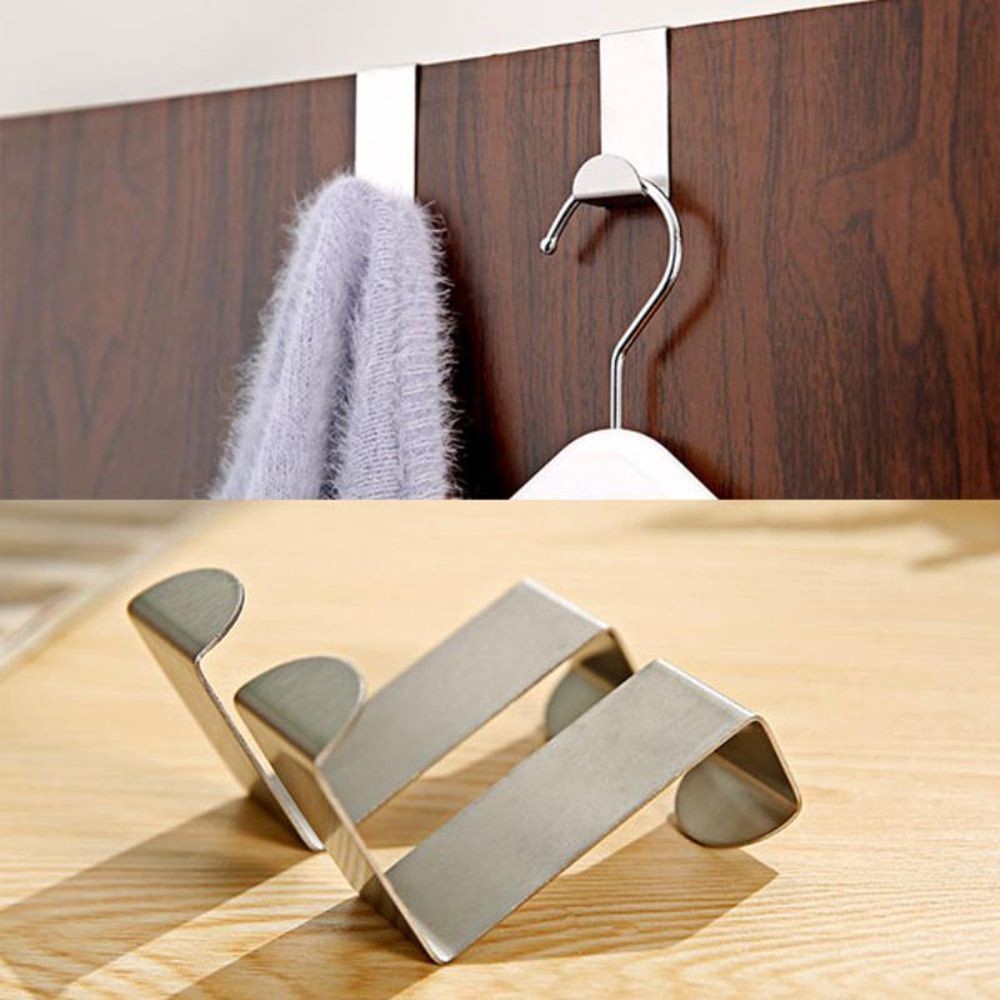 [HCM]Set 2 móc treo gắn cửa tủ nhà bếp bằng thép không gỉ - Móc treo đồ đa năng( kích thước 6x4x2cm)