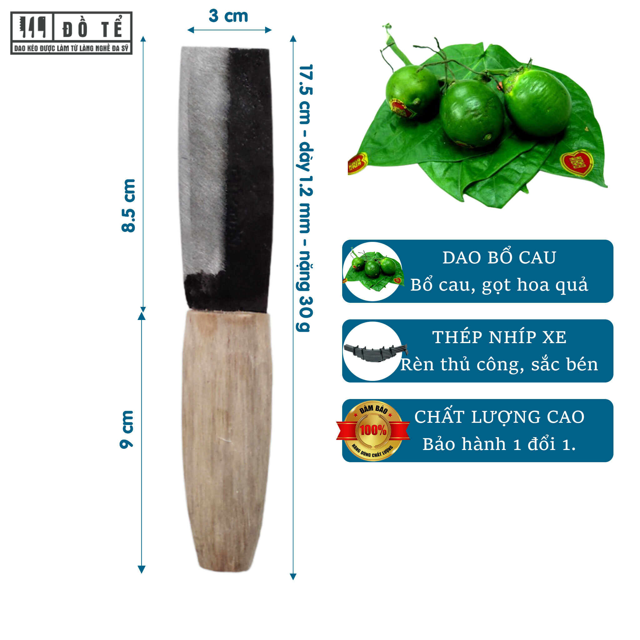 Dao bổ cau, dao gọt hoa quả, dao nhặt rau, dao thái vặt - dao kéo đồ tể - đa sỹ - hl26