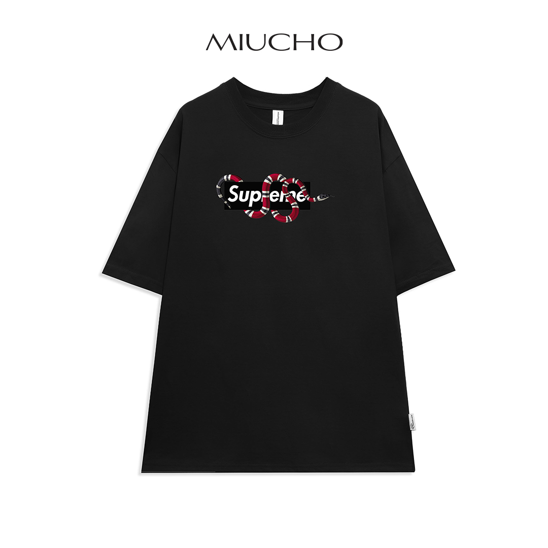 Áo thun supreme nữ form rộng tay lỡ unisex áo thun supreme nữ form rộng tay lỡ unisex cotton AT090 Miucho in logo