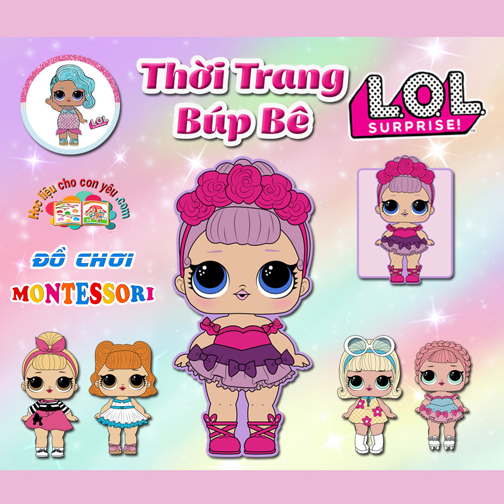 Học liệu bóc dán thay đồ cho búp bê lol surprise - đồ chơi búp bê công chúa thời trang - giáo dục sớm montessori