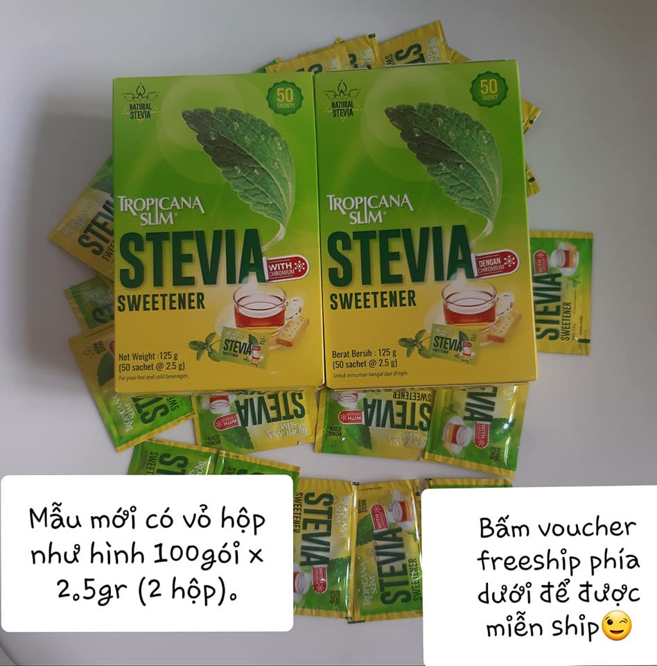 Combo 100 gói đường ăn kiêng cỏ ngọt Tropicana slim Stevia