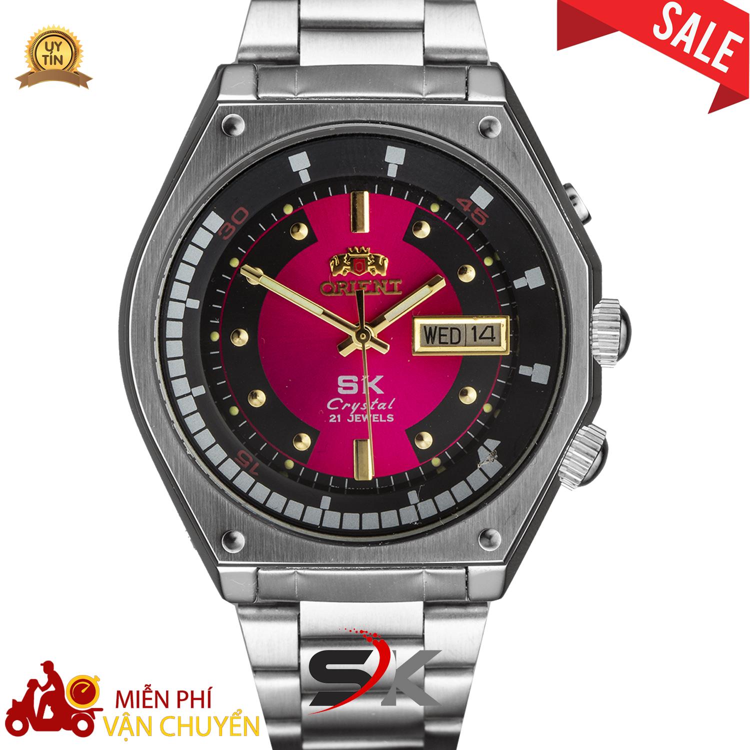 Đồng Hồ Nam Orient SK Mặt Lửa Xanh Đỏ Vàng Đen Chống Xước Chống Nước Cơ Tự Động 3 Nút 4 Đinh Dạ Quang Dây Thép Không Gỉ Khóa Bấm Nắp Vặn 3 Kim Lịch Ngày Thứ SK 2015 Mới 100% Bảo Hành 12 Tháng