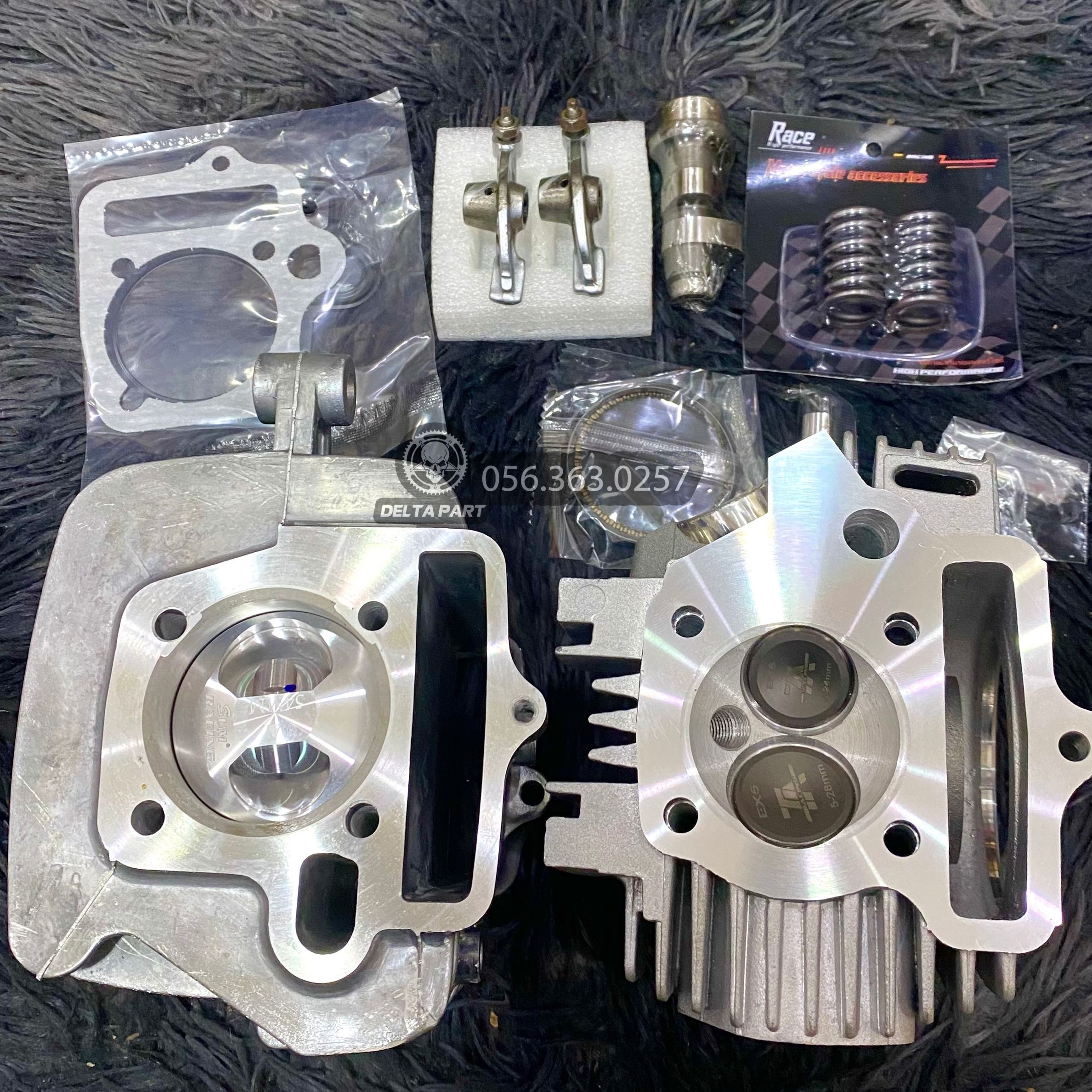 FULL Bộ đầu lòng Wave Trái 54 56 mm dài 78 ( Đầu Lòng Xupap Cam Cò Lò Xo Đầu )