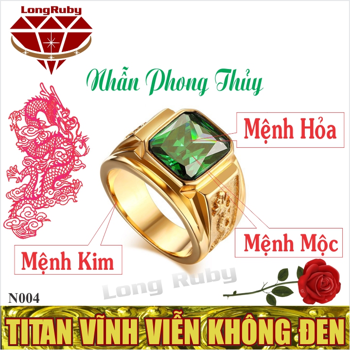 Nhẫn phong thủy nam titan | nhẫn nam phong thủy may mắn, bình an - n002d1