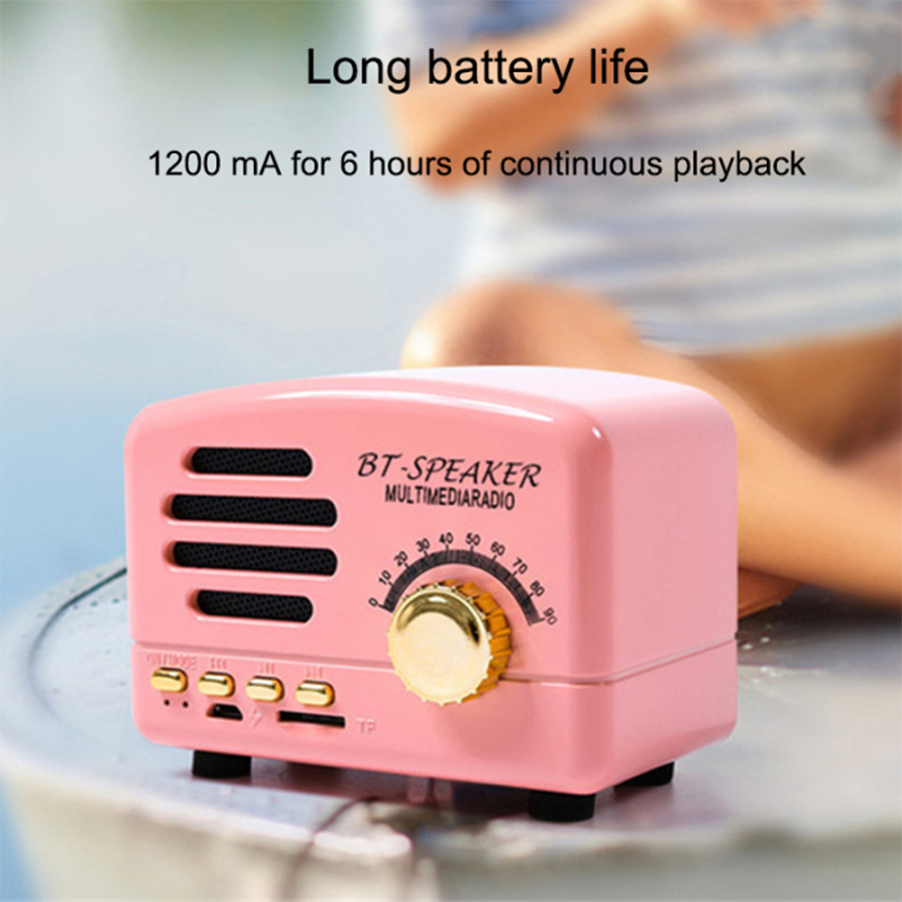 Loa Bluetooth cổ điển Món quà dễ thương Đài phát thanh nhỏ không dây Hộp âm thanh ngoài trời di động Máy nghe nhạc thẻ TF