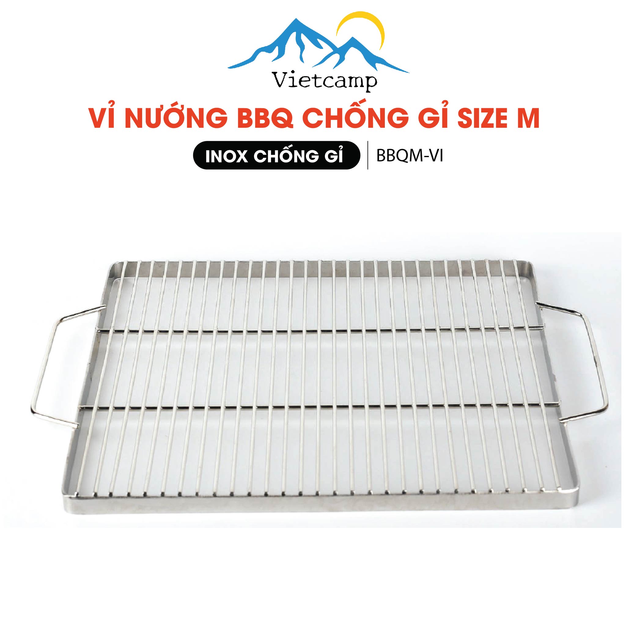 Vỉ nướng thay thế inox 304 chống gỉ - Phù hợp với bếp size M (35x35)