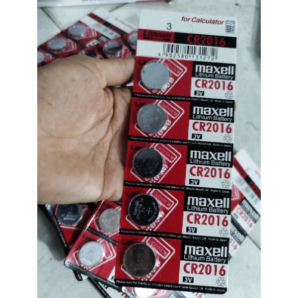 Vỉ 5 viên pin cmos cr 2016 3v maxell,pin remot