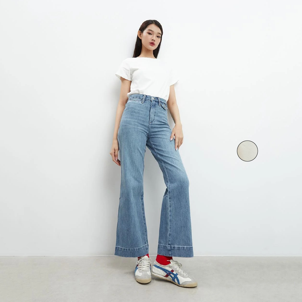 TheBlueTshirt - Quần jeans lưng cao ống loe nhẹ - Icon Jeans