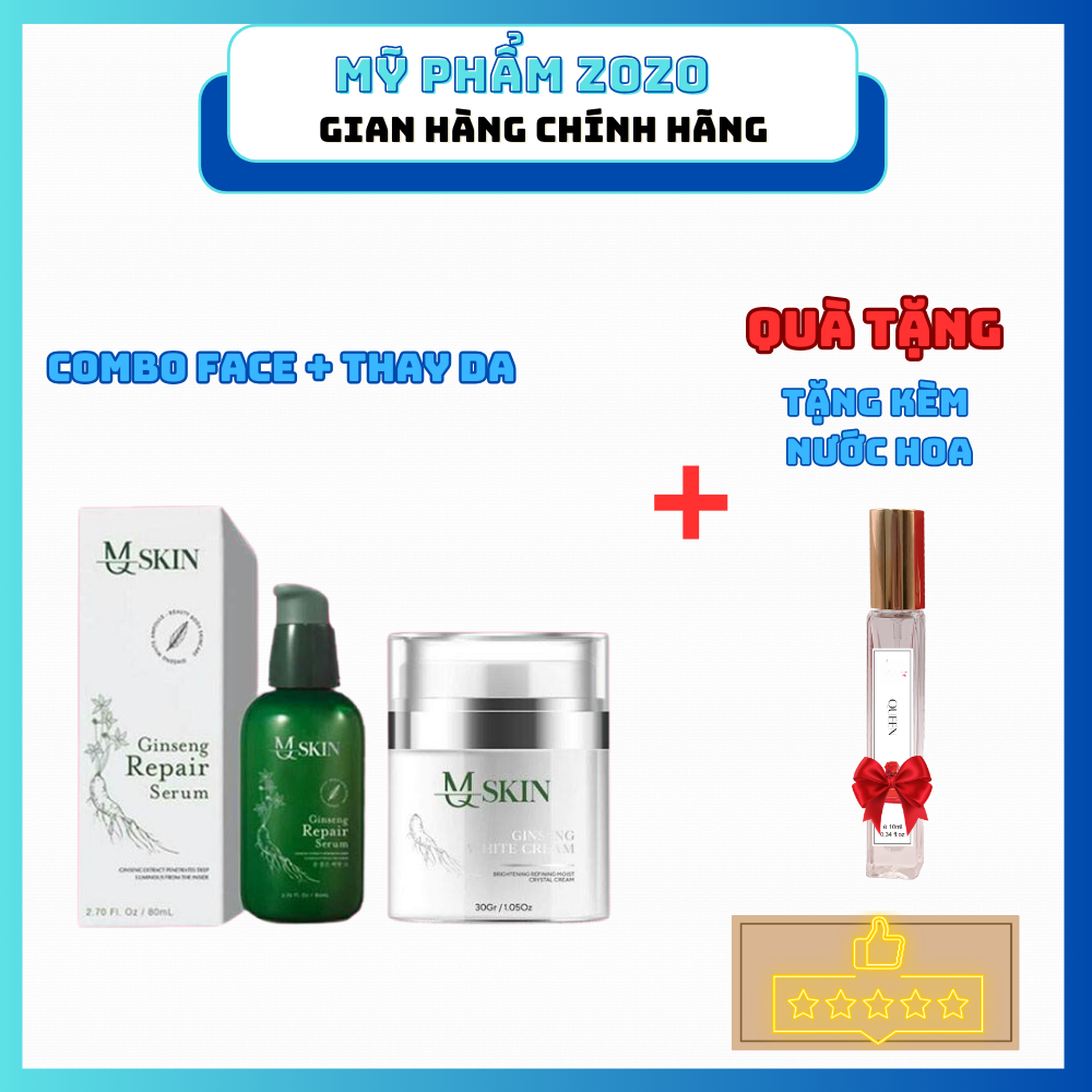 Combo Serum Thay Da + Kem Face Nhân sâm MQ Skin + tặng nước hoa