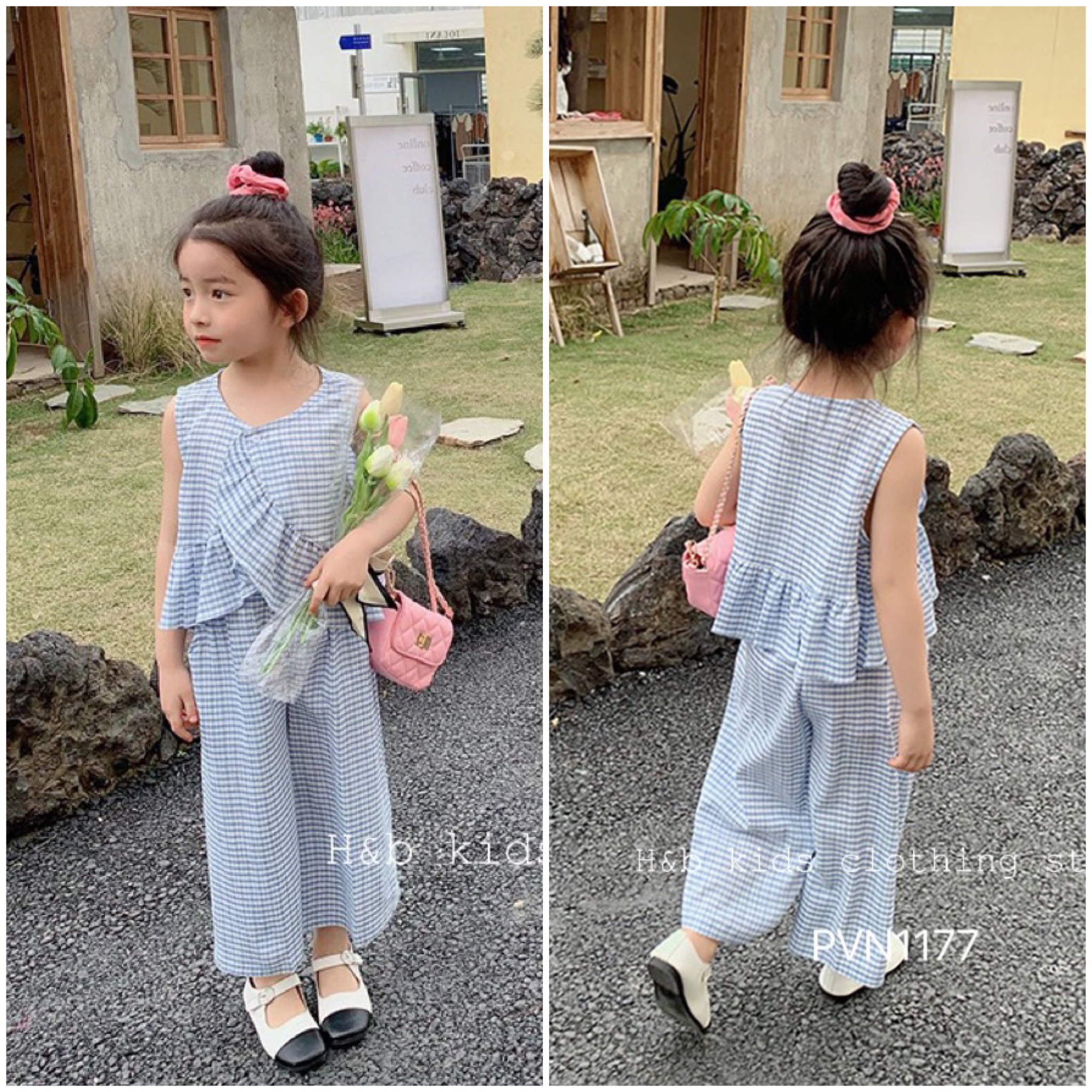 Set đũi bé gái áo vạt chéo style Hàn Quốc