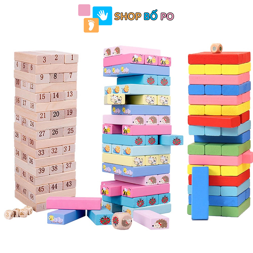 Bộ đồ chơi rút gỗ loại to giúp phát triển tư duy và sự khéo cho bé
