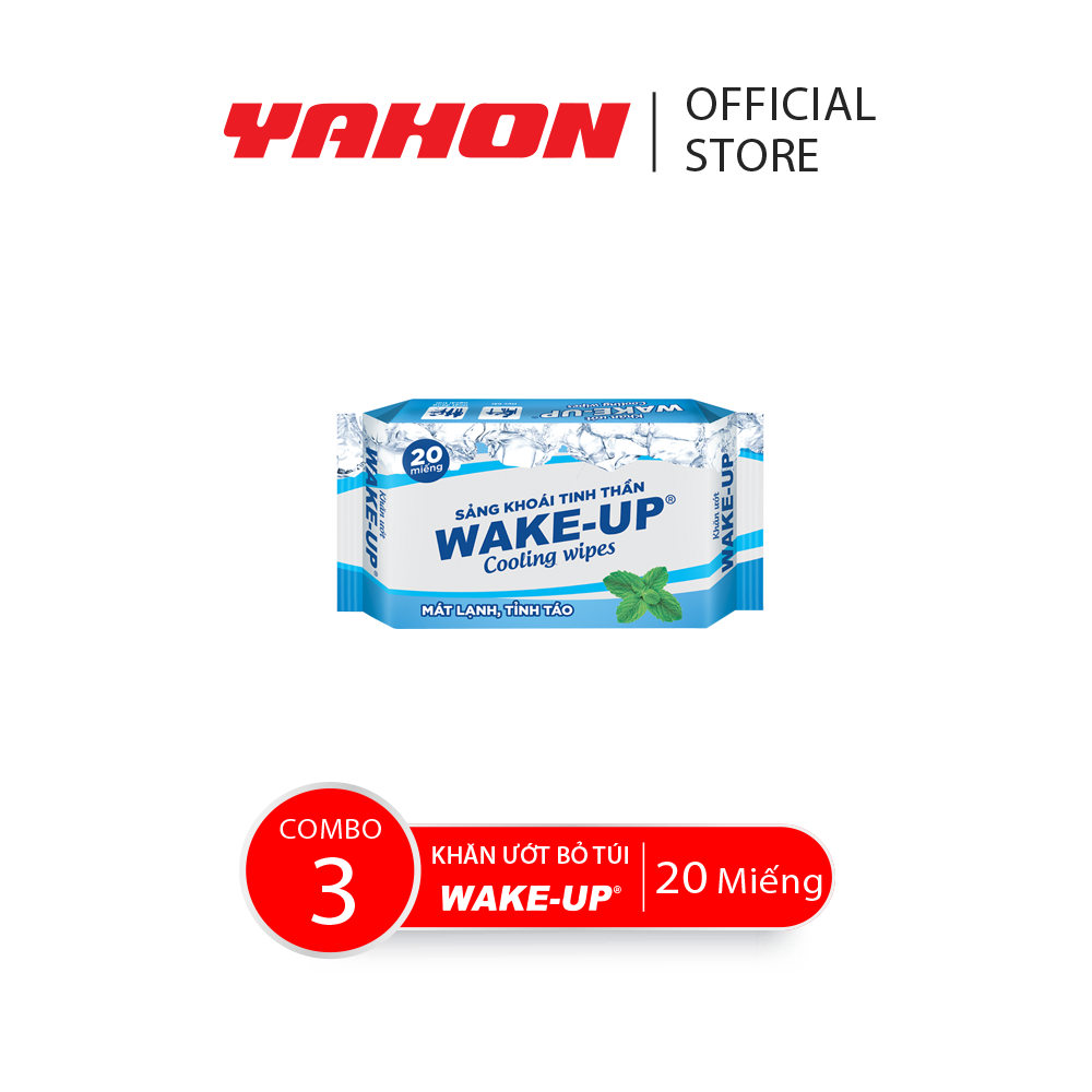 Combo 3 bao khăn ướt wake-up, 20 miếng/bao