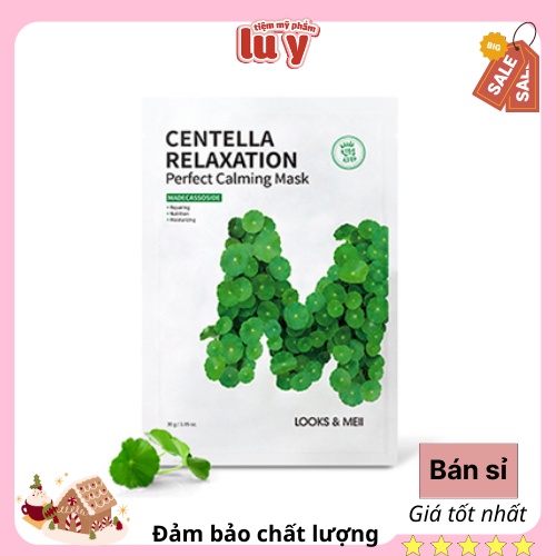 Mặt nạ tinh chất rau má cho da dầu mụn looks & meii centella relaxation perfect calming mask