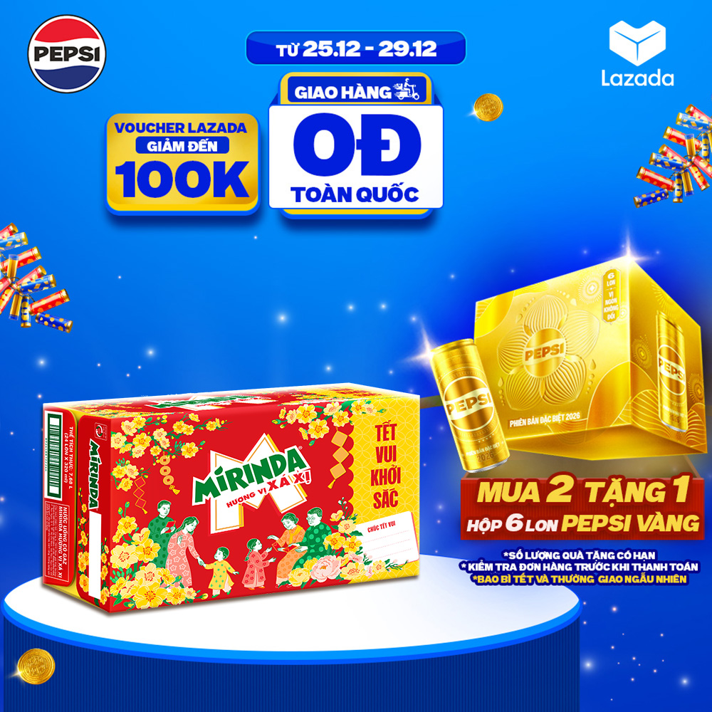  Thùng Nước Ngọt Giải Khát Có Gaz Mirinda Xá Xị  320ml lon  
