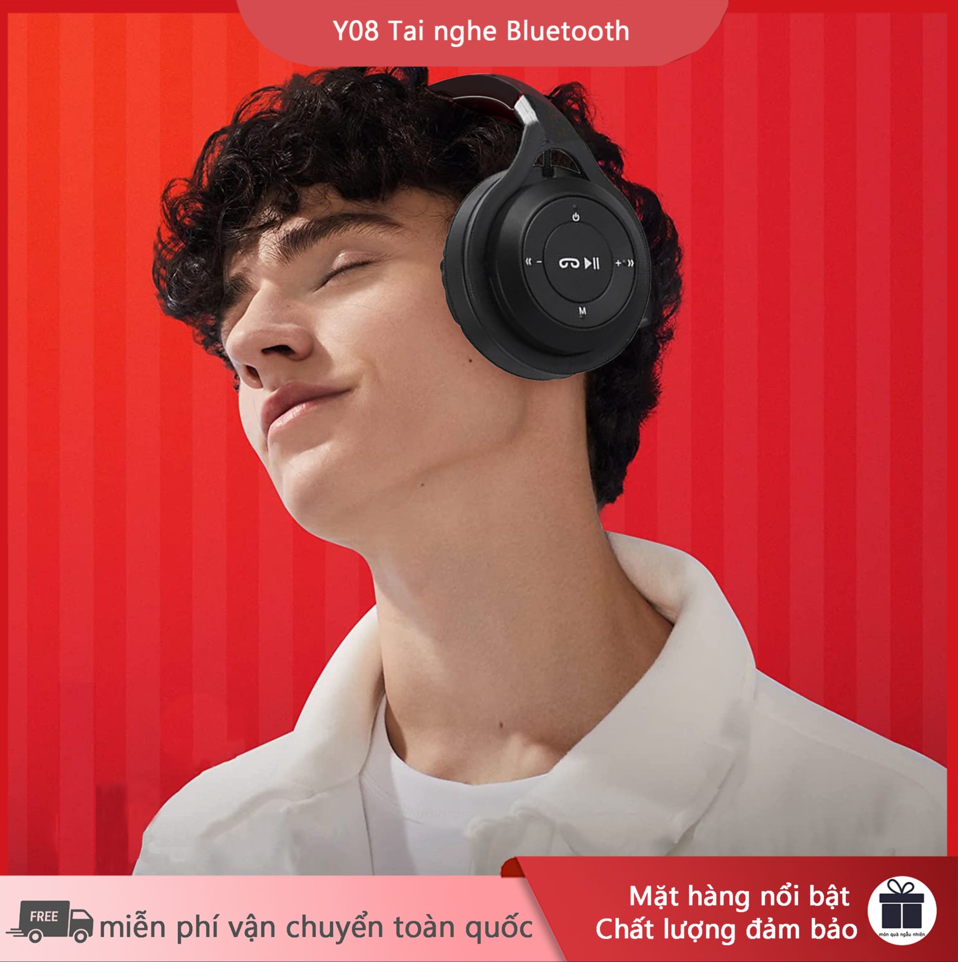 OnLine Mall Tai nghe Bluetooth Y08, thiết kế tai đẹp, chất lượng âm thanh thuần túy và tận hưởng hạnh phúc do âm nhạc mang lại.