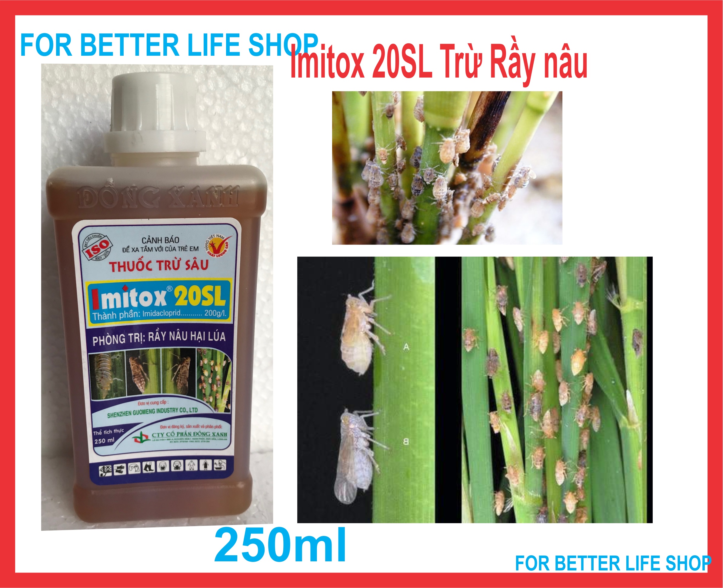 Imitox 20sl trừ bọ trĩ, rầy nâu trên lúa, rệp sáp chai 250ml