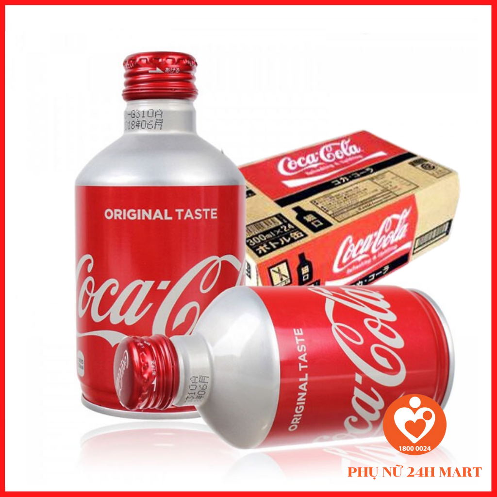 Thùng 24 Lon Cocacola Nhật Bản Chai Nhôm Nắp Vặn 300ML
