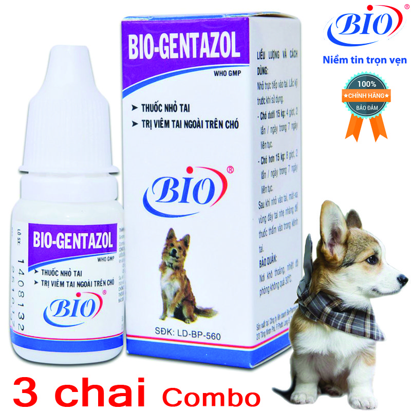 [HCM]Combo 3 chai thuốc nhỏ tai Bio Gentazol 10ml chuyên chữa viêm tai chó mèo- 79224