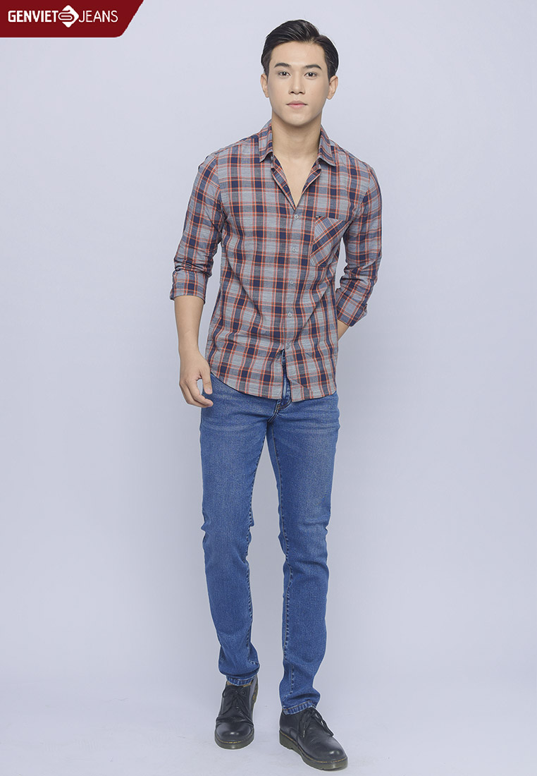 Áo Sơmi Dài Tay Kẻ Caro Nam T3121L994 GENVIET JEANS