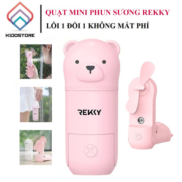 Quạt mini cầm tay hơi nước sạc pin gập gọn REKKY thuận tiện cho di chuyển - LOẠI GẤU CUTE
