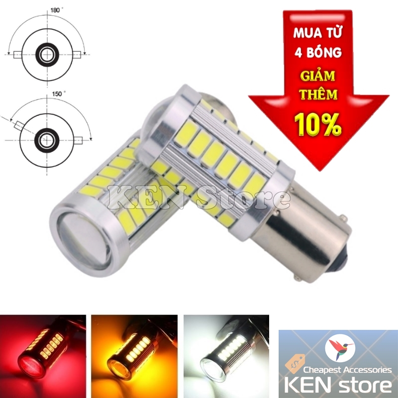 Bóng LED 1156 BA15S BAU15S làm đèn xi nhan, đèn demi, đèn lùi ô tô xe máy 33smd 5630 siêu sáng