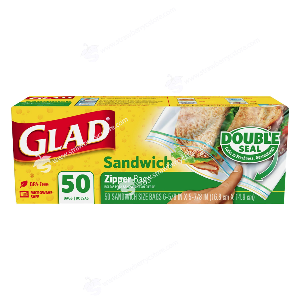 Túi Zip Đựng Bánh Mì Sandwich Glad Zipper Food Storage Sandwich Bags, Hộp 50 Túi