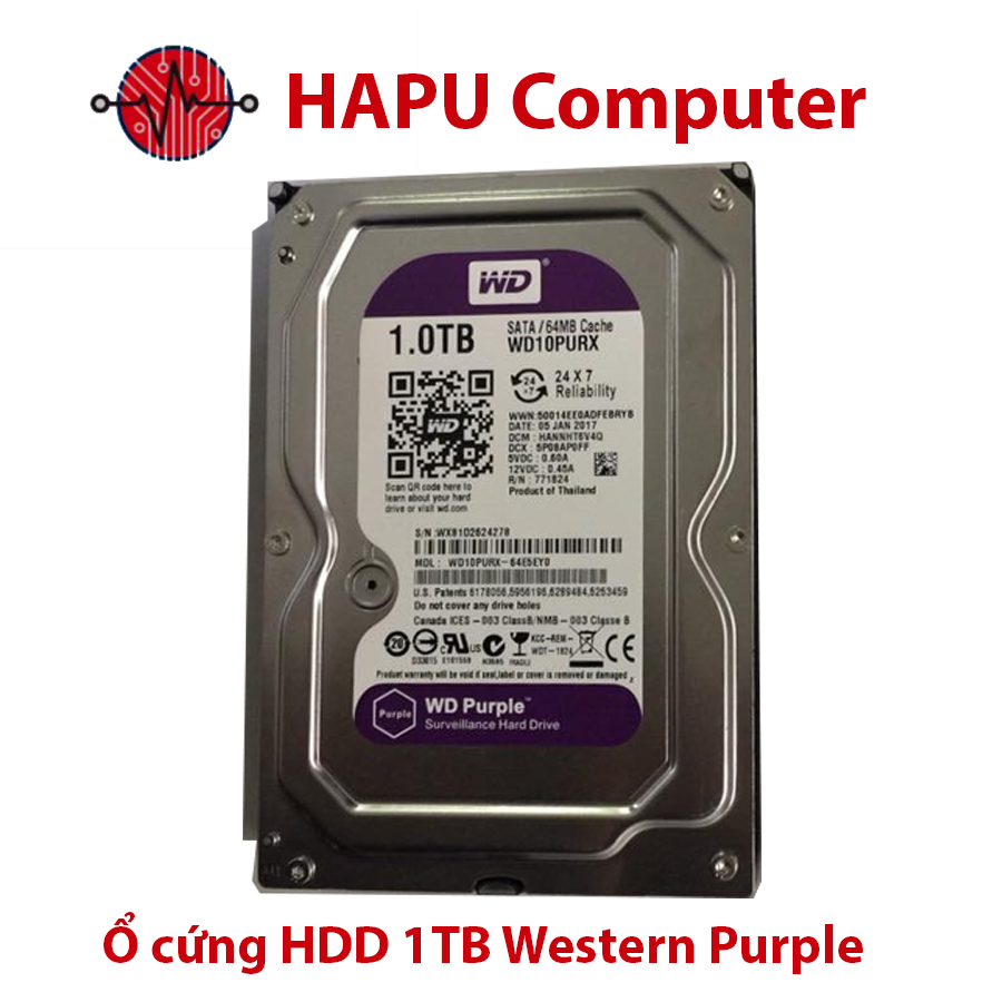 Ổ cứng hdd 1tb western purple cho camera mới 100% bảo hành 24 tháng
