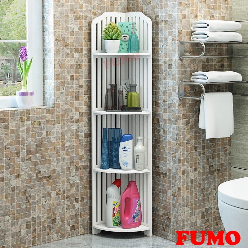 Kệ góc tường đa năng kệ nhà tắm 4 tầng gỗ pvc chống nước fumo sp024