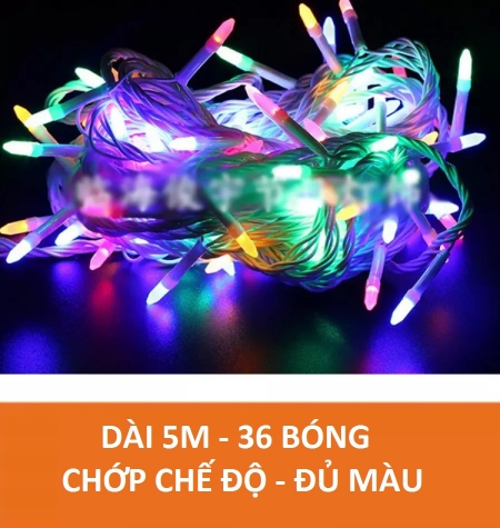 DÂY ĐÈN CHỚP NHIỀU MÀU 5M MẪU MỚI - ĐẦU KIM CƯƠNG NHỌN