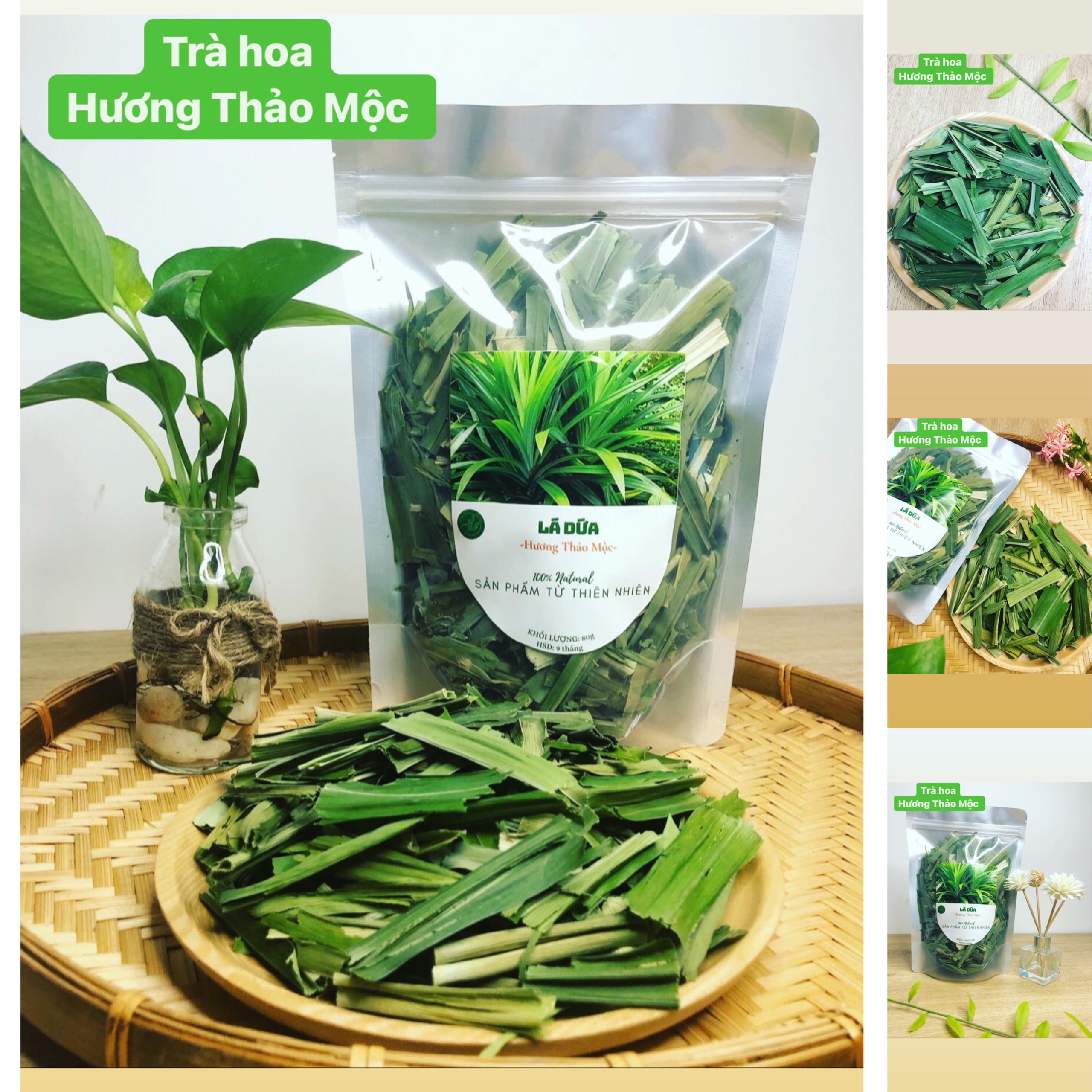 Lá Dứa sấy lạnh 80g - Hương Thảo Mộc