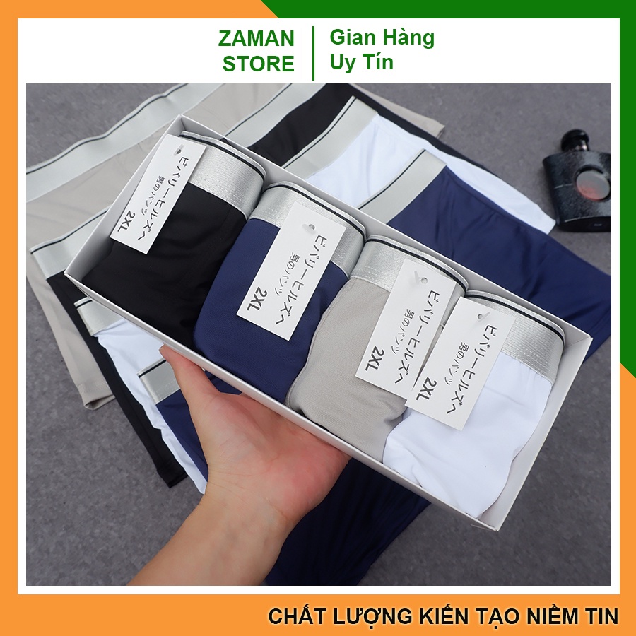 Quần lót nam thun lạnh boxer, quần sịp đùi nam co giãn 4 chiều - hộp 4 quần lót nam thun lạnh cao cấp - zaman