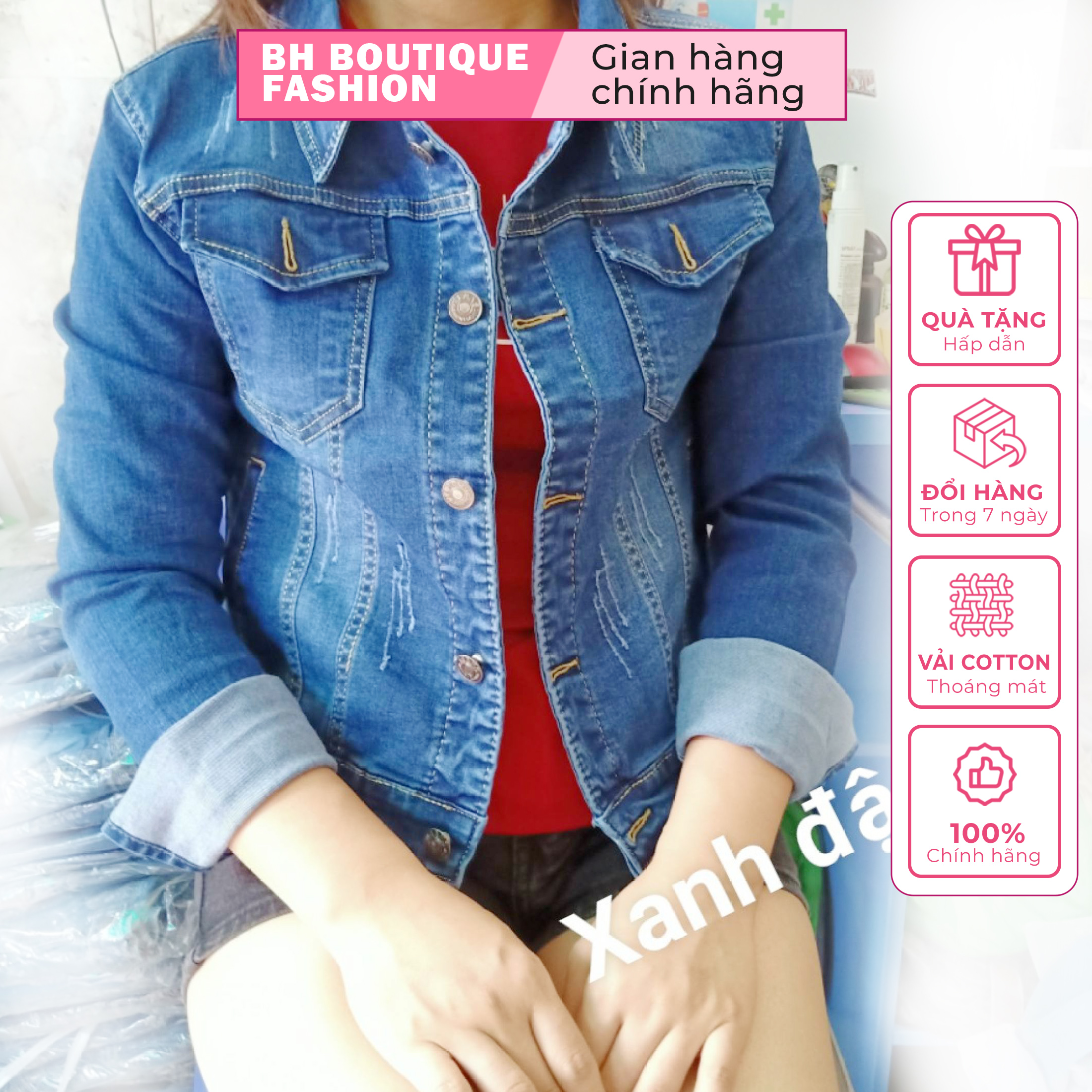 Aó khoác jean nữ có 3 màu size 65kg ,aó khoác bò nữ