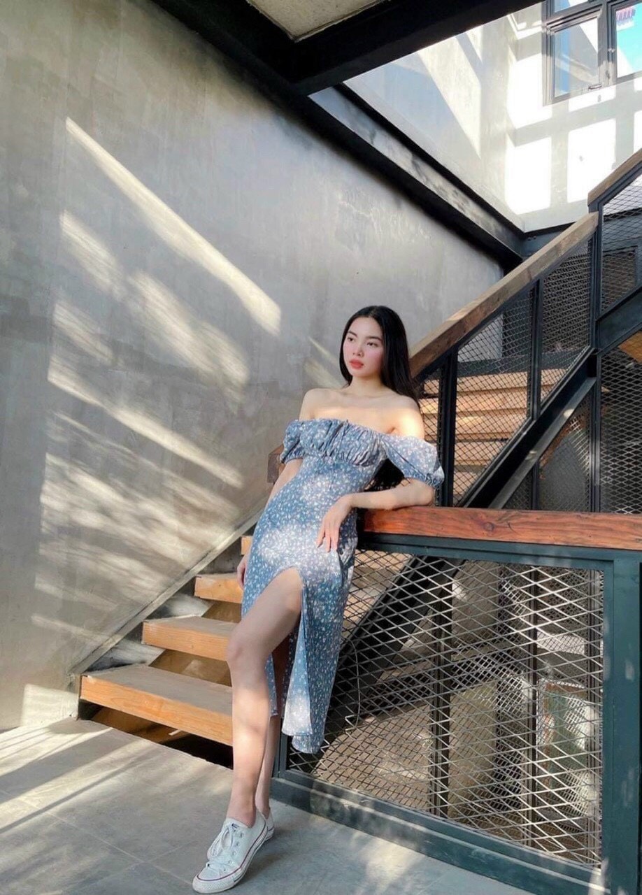 Đầm váy midi hoa xnah nhíu xếp ngực xẻ đùi siêu quyến rũ siêu xinh nha các nàng ơi!!!