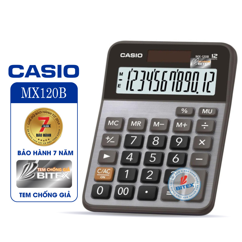 Máy tính CASIO MX-120B - Chính hãng Bitex, Bảo hành 7 năm