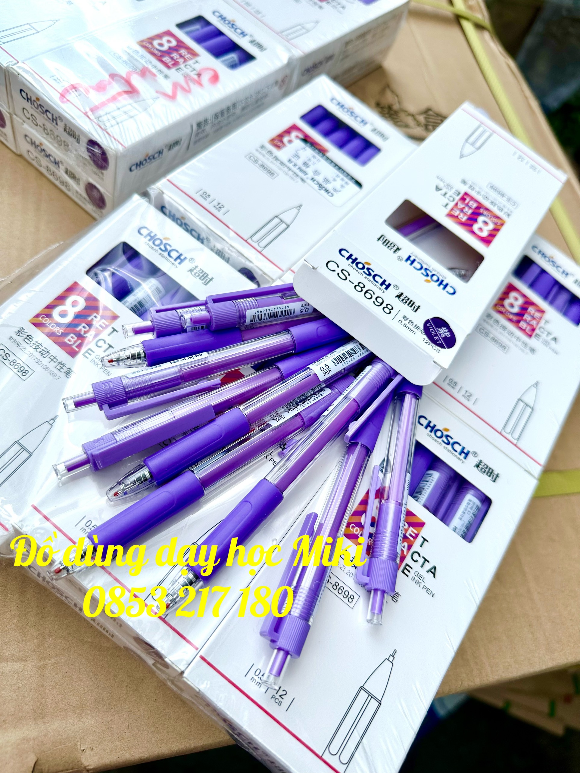 Bút gel nước bấm chosch 8698 mực tím
