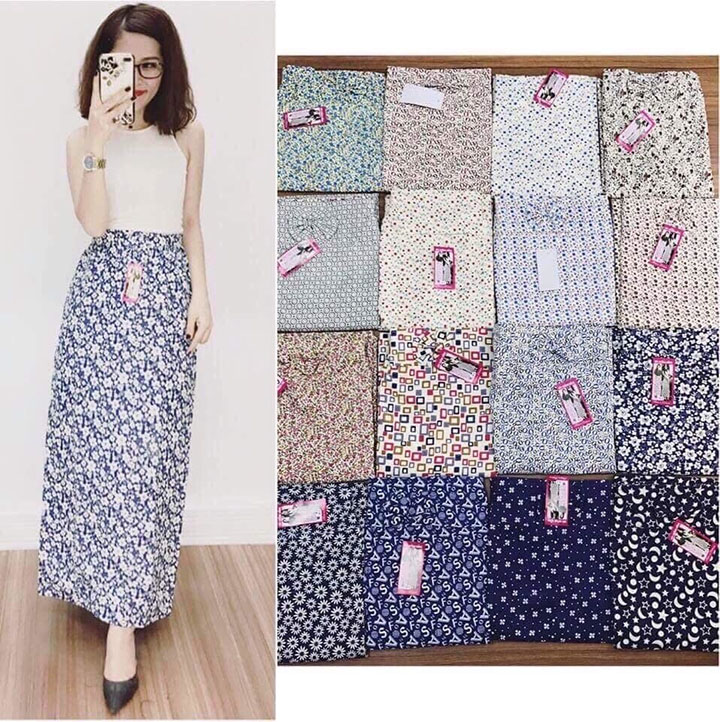Chân váy chống nắng chất thô kate 2 lớp mát, váy quây freesize đến 65kg nhiều màu