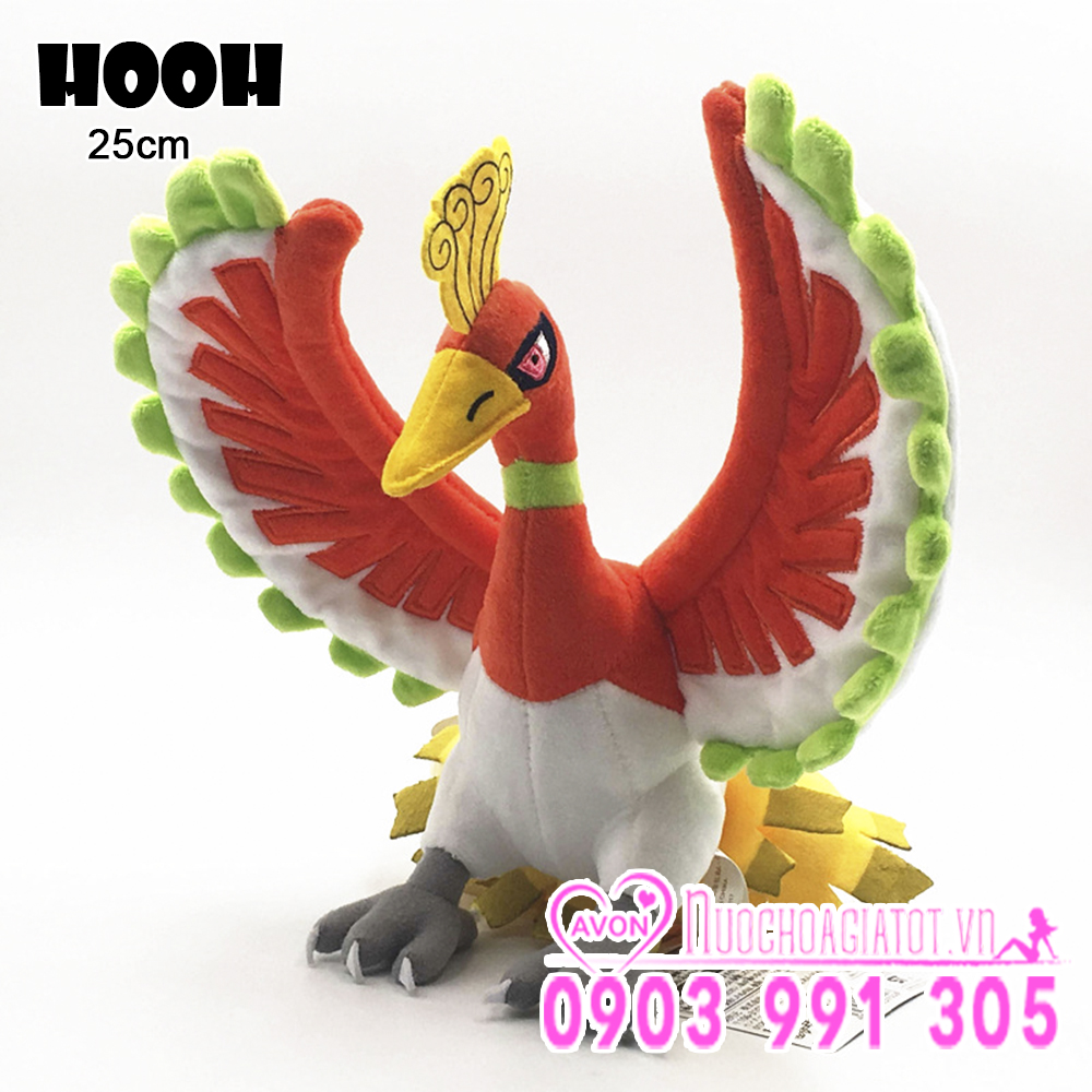 [HCM]TẶNG TÚI QUÀ - GẤU BÔNG POKEMON HUYỀN THOẠI CHIM PHƯỢNG HOÀNG LỬA HOUOH HOOH 25CM