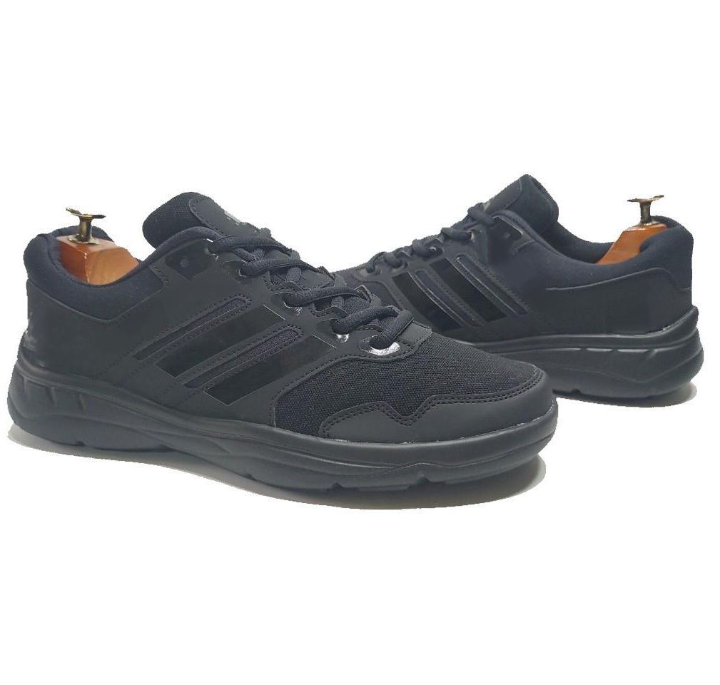 Giày thể thao sneaker nam đen sọc đen đế đen