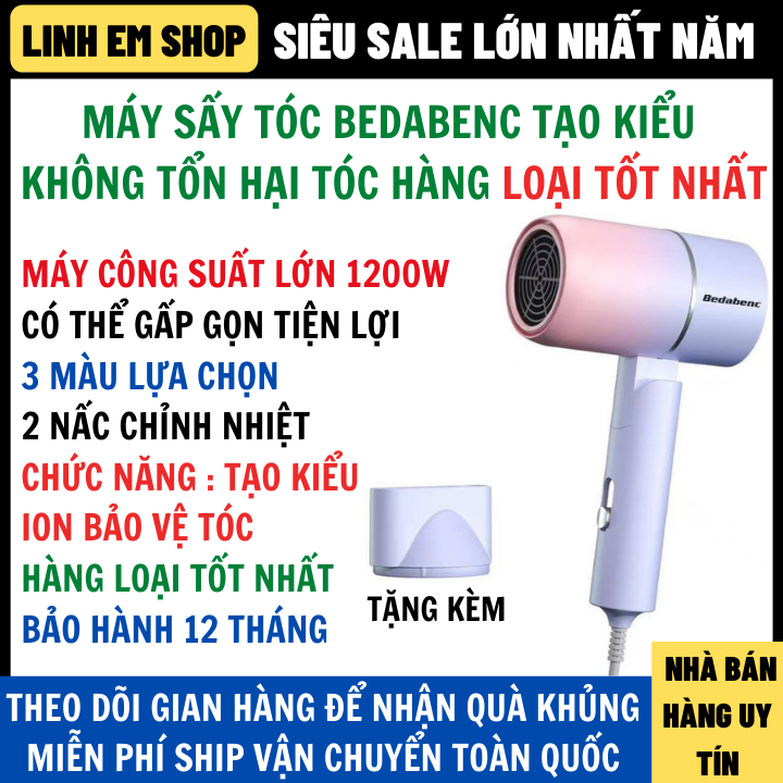 Máy Sấy Tóc Công Suất 1200W [ Tặng Kèm 1 Mỏ Vịt Tạo Kiểu ] Bảo Hành 12 Tháng Có Thể Gấp Gọn Siêu Tiện Lợi, Máy Sấy Tóc Mini Cho Mọi Gia Đình, Máy Sấy Tóc Tạo Kiểu, Máy Sấy Tóc Beda, máy sấy tóc